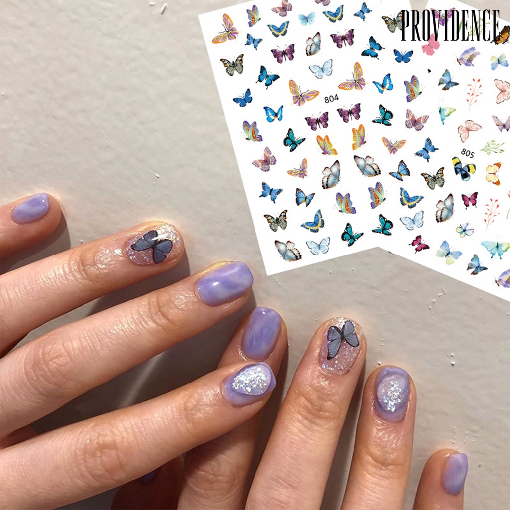 Providence 1Sheet Nail Sticker Removable Self-adshesive Butterfly Pattern Fadeless Fingernails Decor for Party