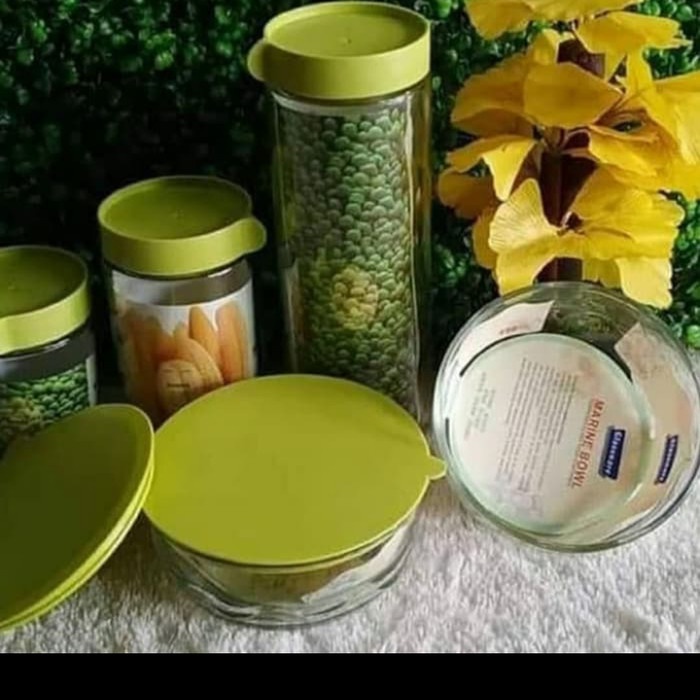 Mangkok Kaca - Toples Mangkok Kaca Glassware Set 5Pcs Glass Jar Bowl