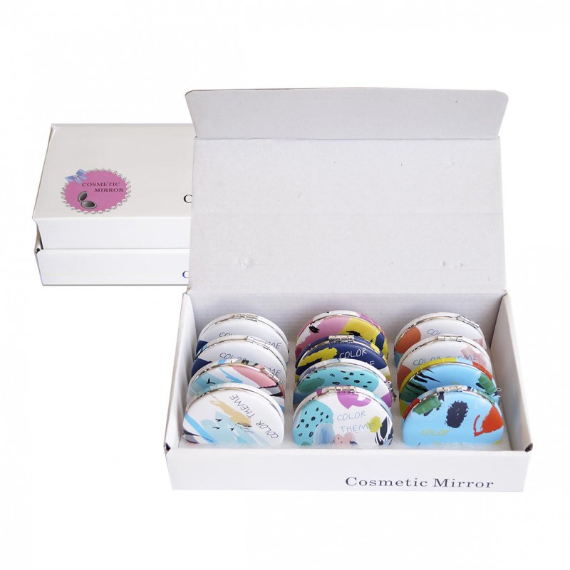 Cermin Rias Lipat Dua Sisi Diameter 7.5cm Kaca Makeup Bulat Portable Double Sided Compact Mirror-2