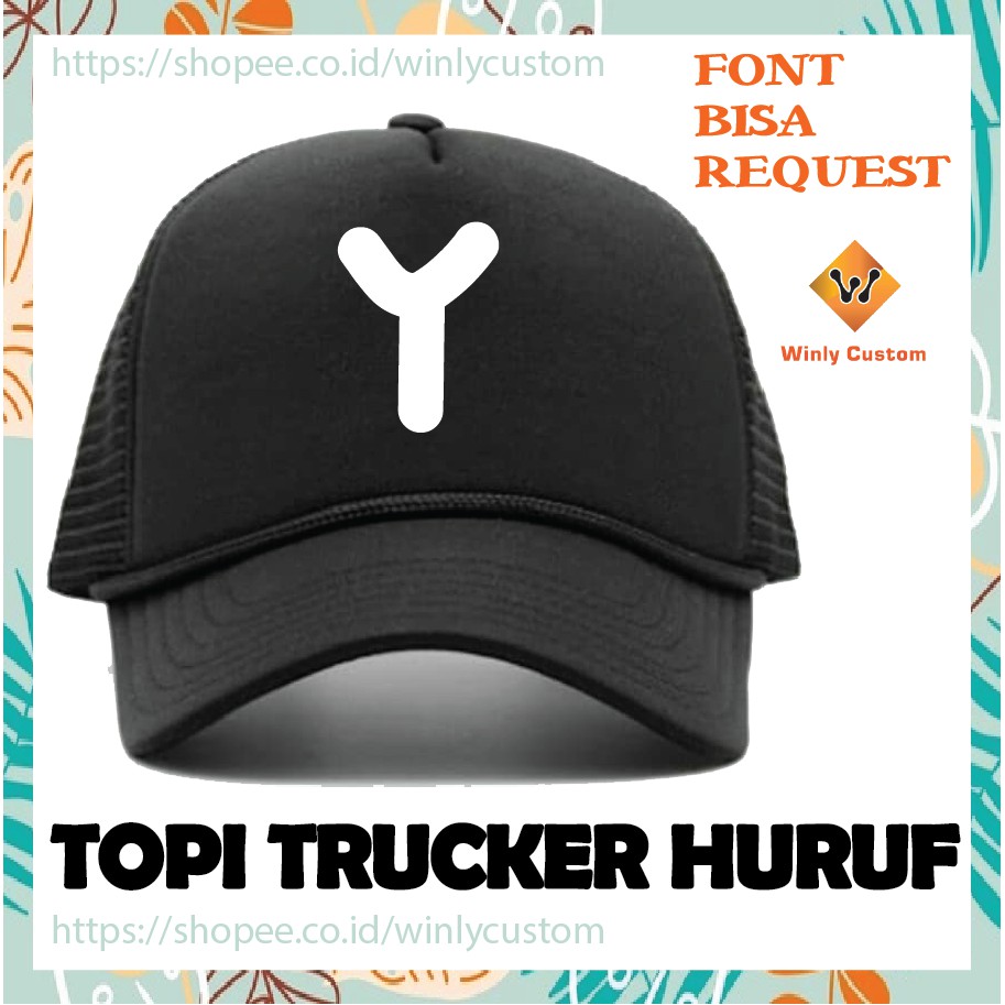 TOPI PRIA WANITA CETAK INISIAL HURUF Y TOPI TRUCKER JARING - CUSTOM