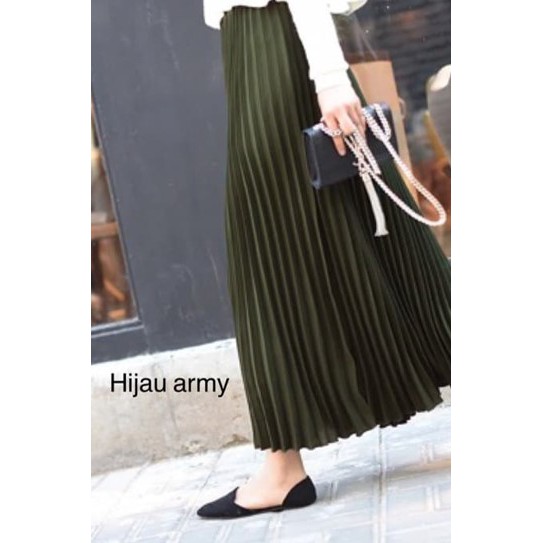 Chamele Rok Panjang Model Plisket Bahan Tebal Tidak Terawang High Quality