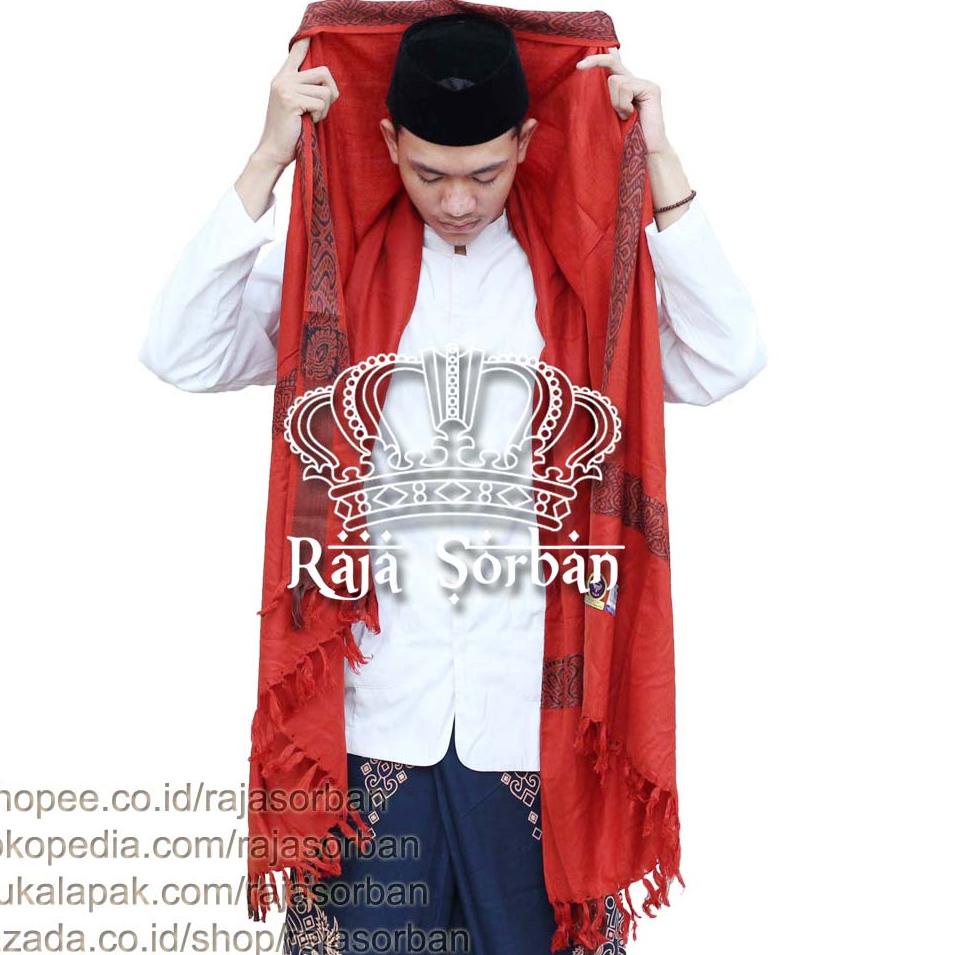 [PRODUK MZPK9] Sorban Kashmiri Made In India Merah Fantan- Sorban Kashmiri Panjang - Sorban Imamah -