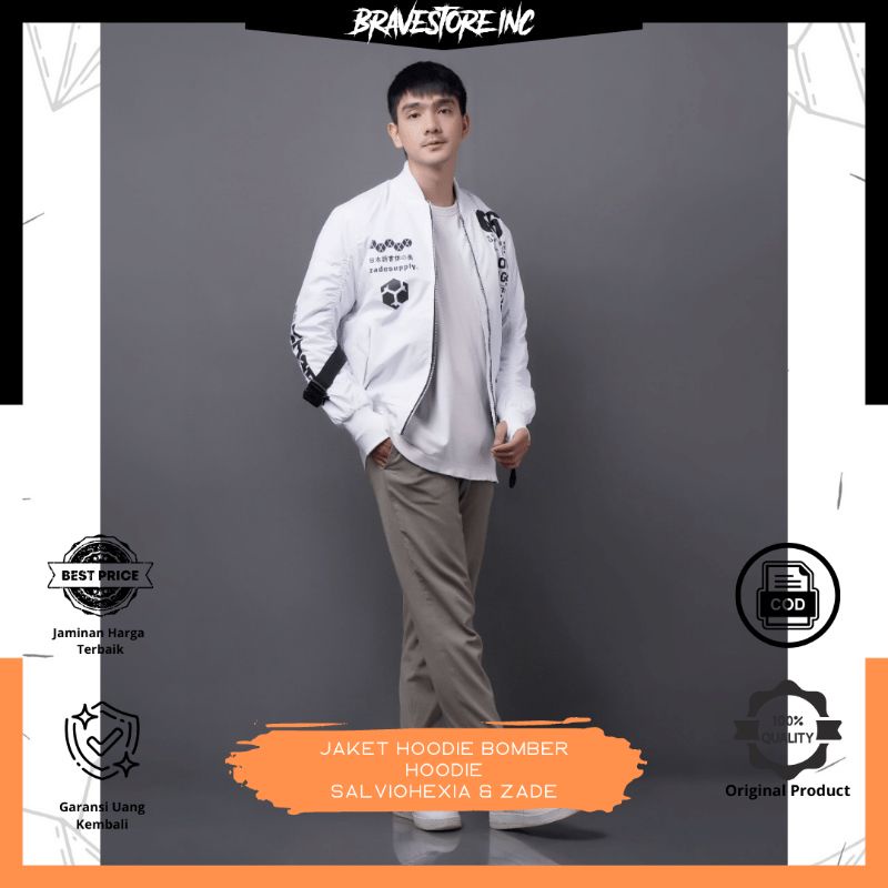 Jaket Bomber Varsity Varcity Baseball Bisboll Hoodie Taslan Waterproof Putih Terbaru Pria Wanita Dew