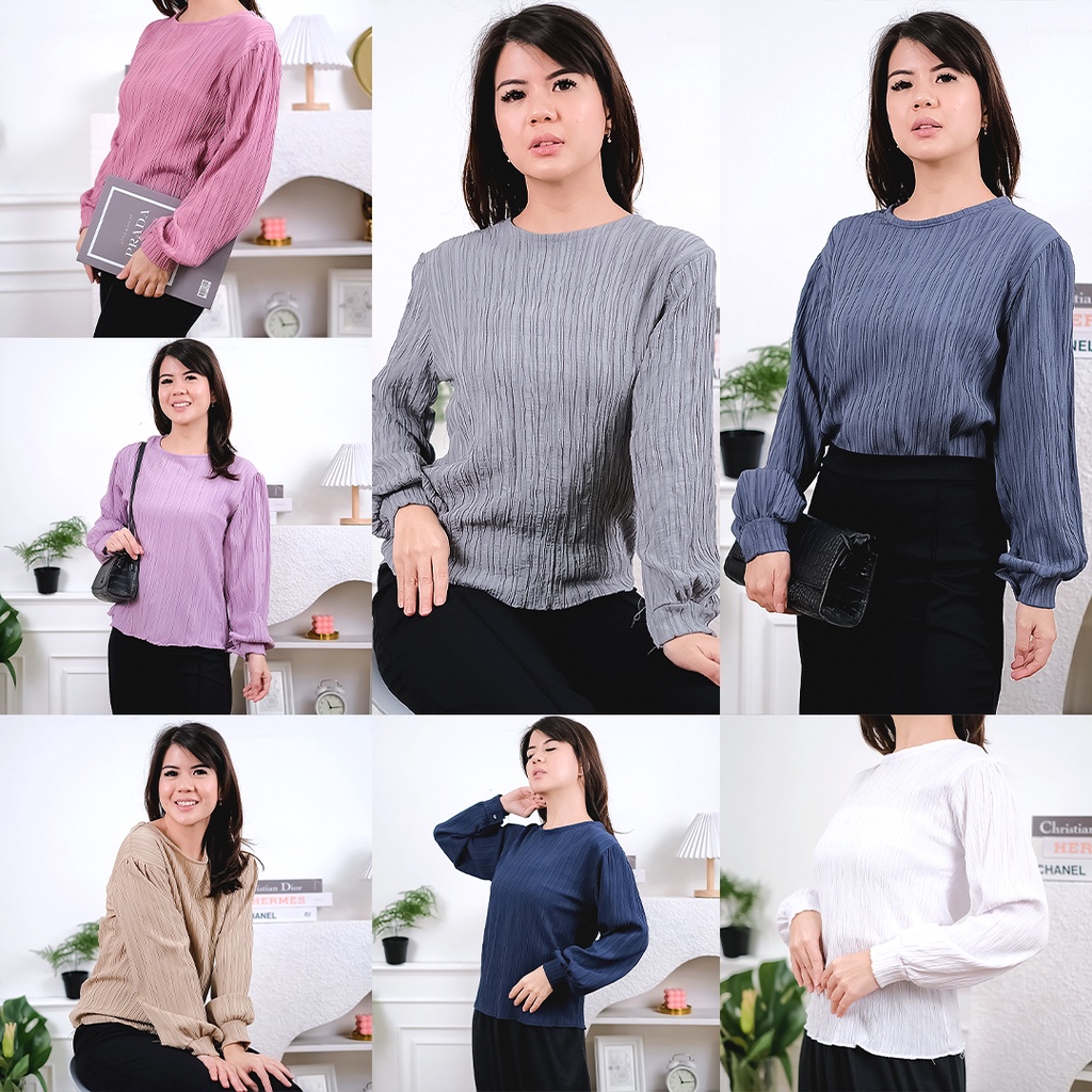 Tq88indonesia Baju Blouse Terbaru / Oliver LADY CRUSH Blouse / Olive Blouse / Baju Atasan Wanita  / Blouse Polos