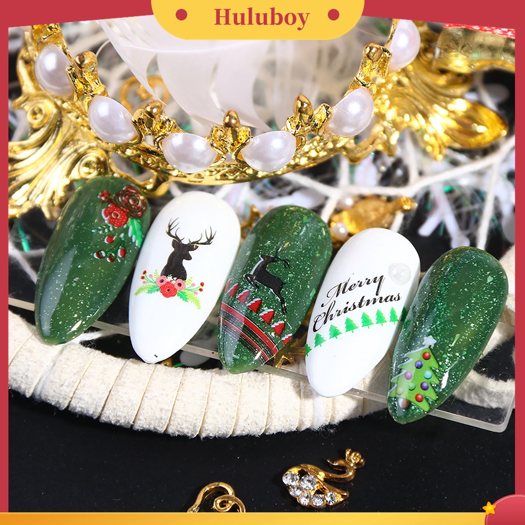 Huluboy Huluboy♡ Stiker Kuku Motif Natal 3D Untuk Manicure