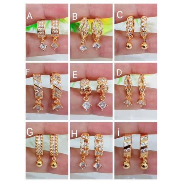 Rxiu33. Anting xuping wanita lapis emas dgn mata zircon