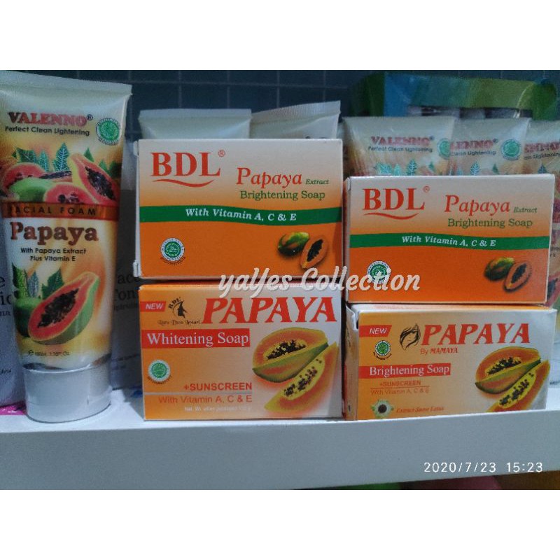 Sabun Wajah muka pepaya papaya batang 135g 128g 70g 60g Brightening Whitening Soap sunscreen Mamaya BDL RDL