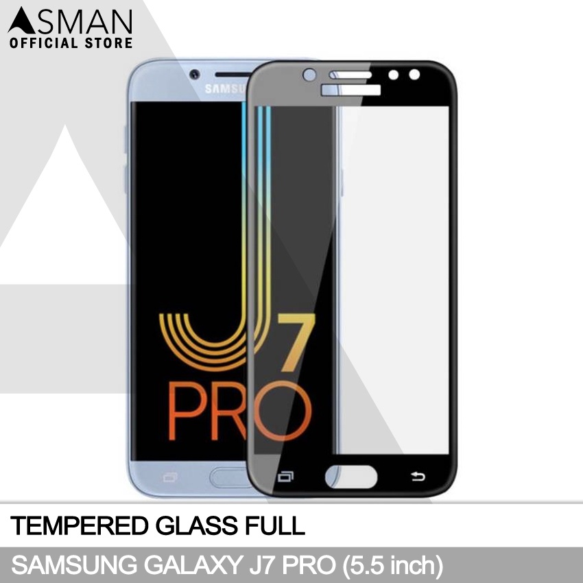 Tempered Glass Full Samsung Galaxy J7 Pro (5.5&quot;) | Anti Gores Kaca - Hitam