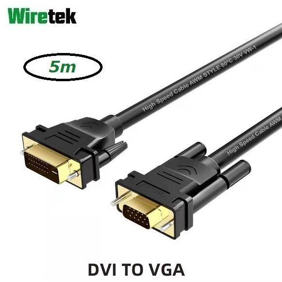PROMO Kabel DVI to VGA 5 meter WIRETEK