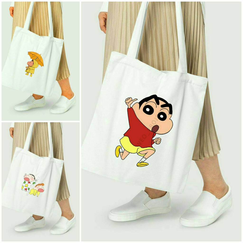 TOTE BAG KANVAS MURAH / TOTE BAG WANITA / TOTE BAG MOTIF SINCHAN