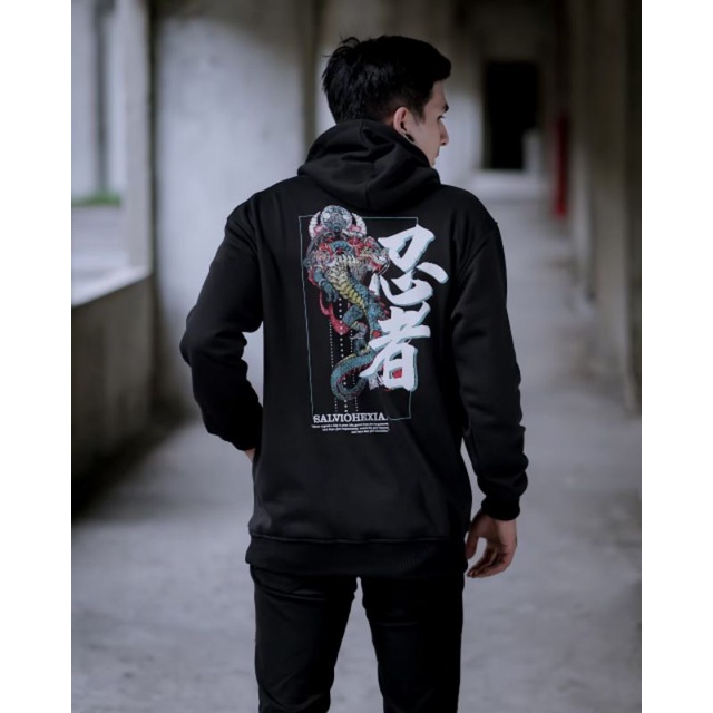 SLVHX Sweater Hoodie Luster Pria Distro Sablon Art Naga Japan - Jaket Sweater Pria