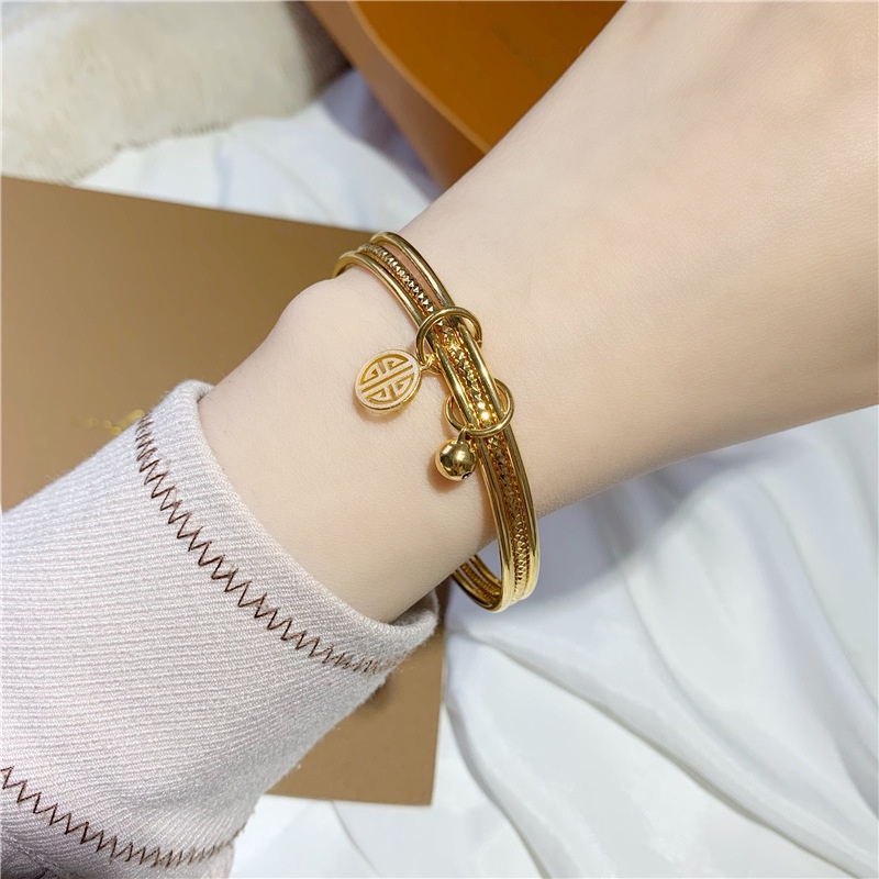 Gelang Wanita Emas Asli Kadar 375 Keberuntungan Hadiah Liburan Terbaik 728G03#