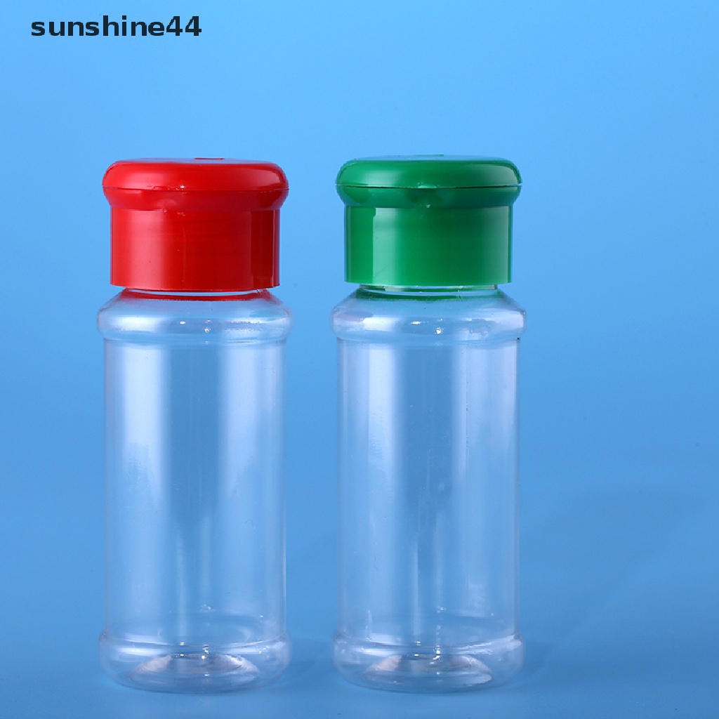 Sunshine 2pcs / Set Botol Plastik Transparan Untuk Merica / Garam / Minyak  .