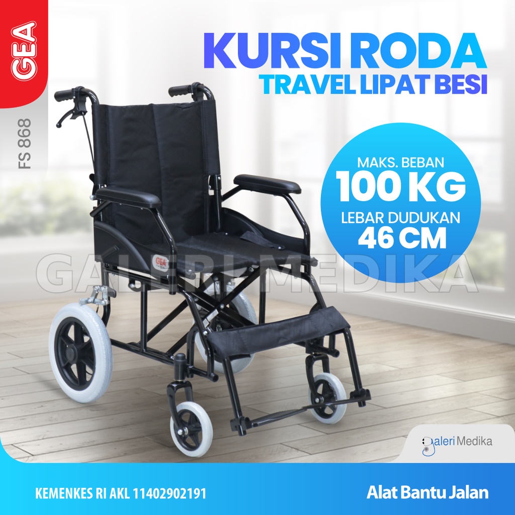 Kursi Roda Travel GEA FS 868 / FS868 / FS-868 - Travel Wheelchair Mudah Dilipat