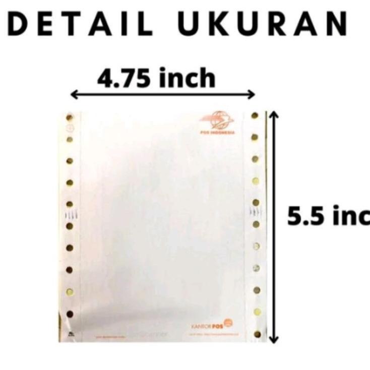 

ZCKN Kertas Resi agen pos indonesia murah 1 ply continues logo kantorpos ukuran A4 dibagi4 MLO posfin sktd359