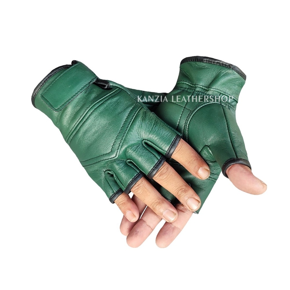 Sarung Tangan Kulit Motor Setengah Jari Kanzia Leathershop Yana Gloves