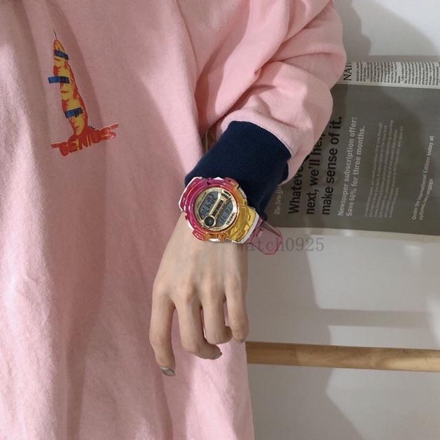 JAM TANGAN KOREA UNICORN MENONTON GADIS SISWA SEKOLAH MENENGAH LUCU JAM TANGAN WANITA ANTI AIR  M74-Mawar merah