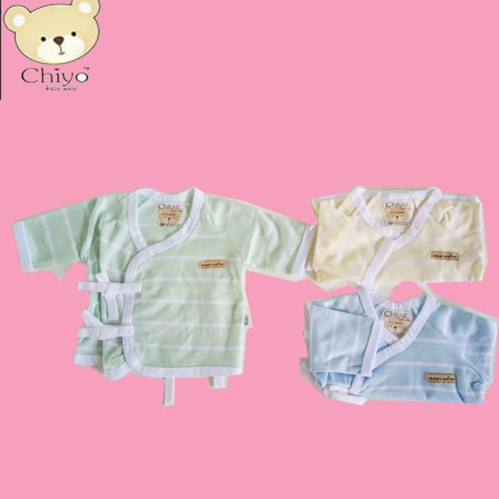 Chiyo 3Pc Baju Bayi Baru Lahir Model Kimono Salur/Baju Kimono Bayi ready