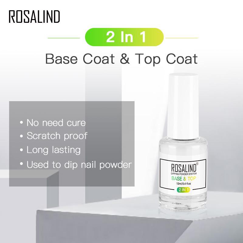 ~AB~ ROSALIND 2 IN 1 Base and Top Coat for Dipping Powder Nail Art Kutek