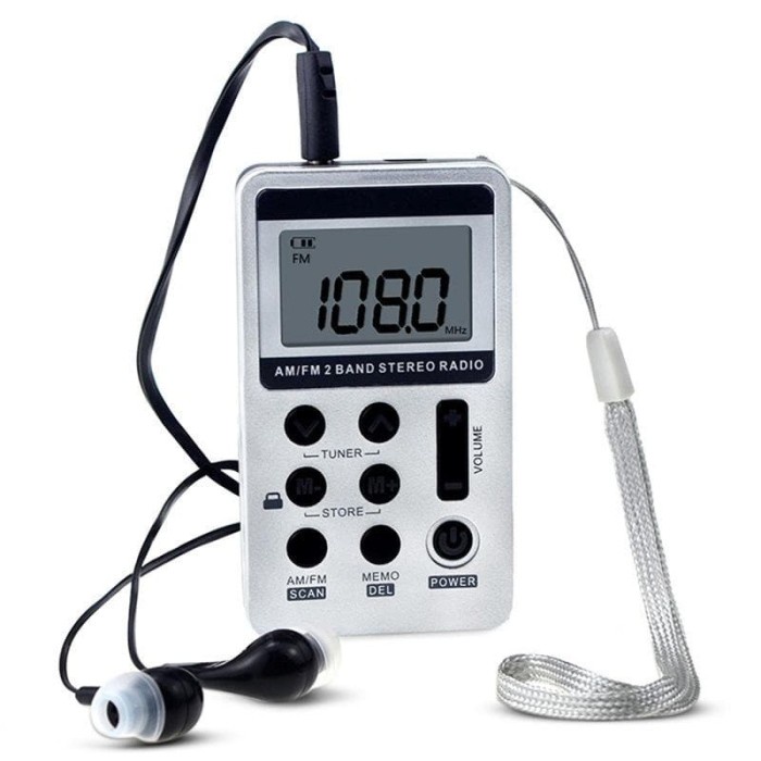 HRD Portable 2 Band AM/FM Radio Player - HRD-103 - Silver
