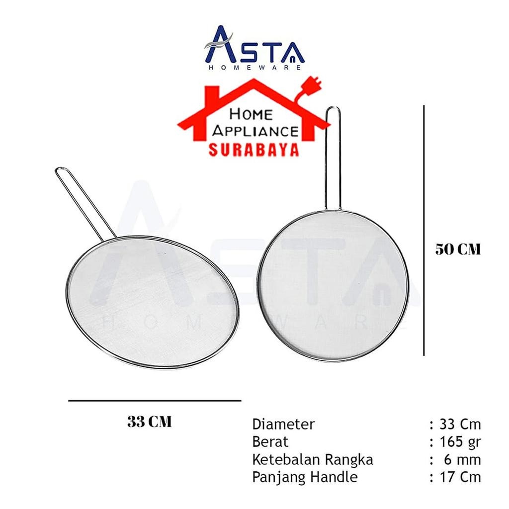 ASTA Oil Splatter Screen Cover - Tutup Panci Pelindung Cipratan / Percikan Minyak Stainless 25CM / 33CM