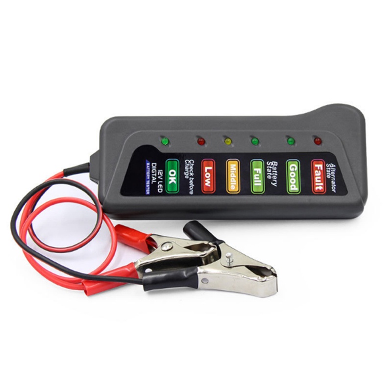 (LUCKID) Alat Diagnostik Alternator Digital 12V Dengan 6 Lampu LED Untuk Tester Baterai Mobil