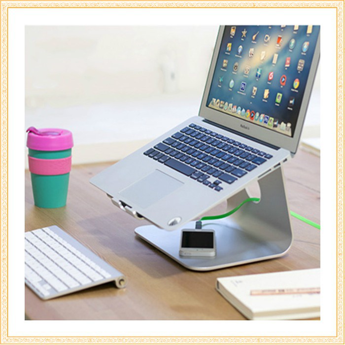 Grab Medan Sandaran Stand Holder Laptop Ipadd Tablet Ergonomic Silver