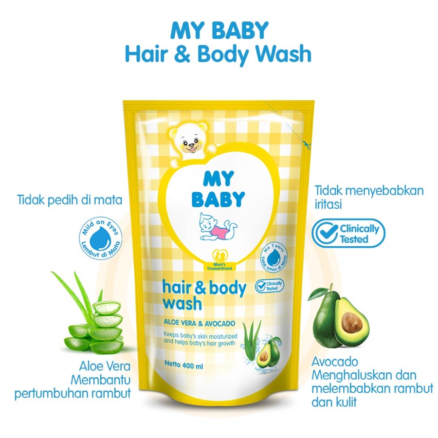 ★ BB ★  MY BABY Hair &amp; Body Wash Refill 400ml - Sabun Bayi &amp; Shampo Isi Ulang 2in1