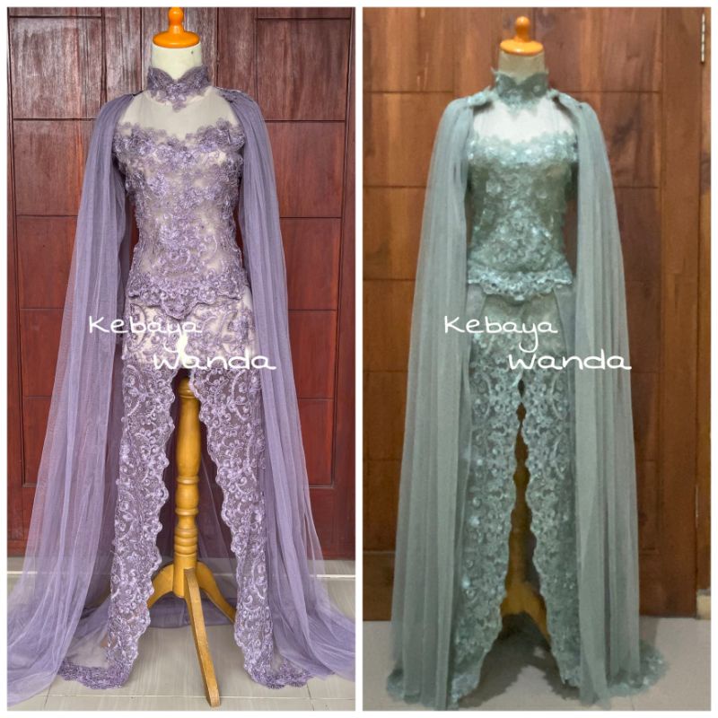 Kebaya Akad Ekor Sayap Pundak / Gaun Pengantin / Kebaya Besan / Modern