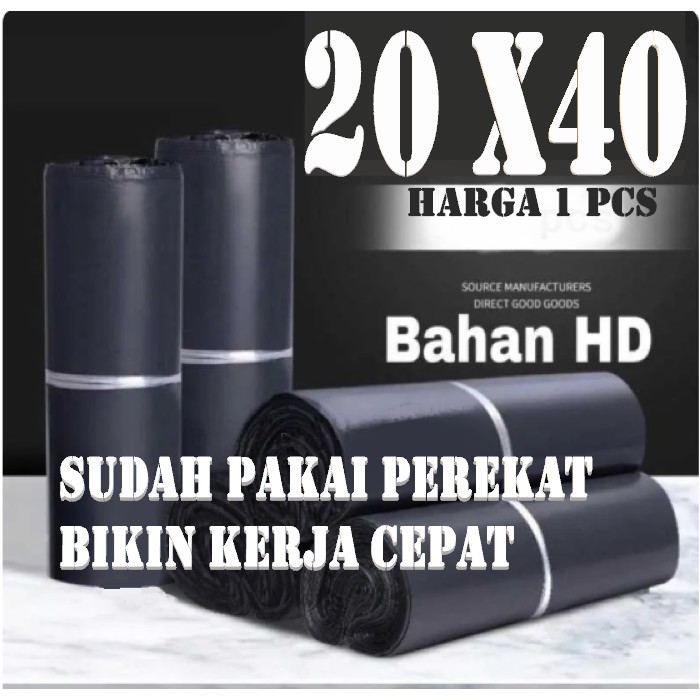 

Plastik polymailer 20 x 40 kantong packing HD Black