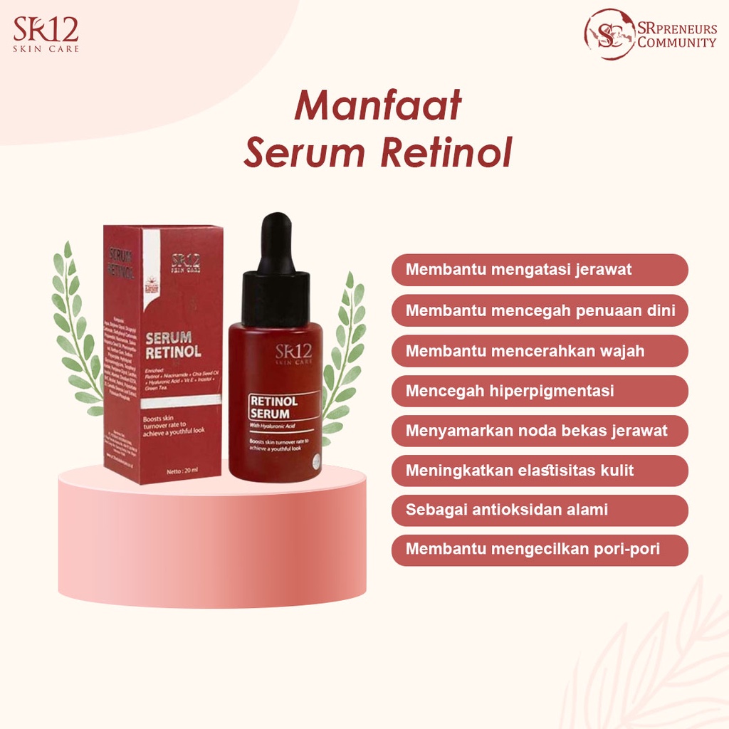 RETINOL SERUM SR12 / RETINOL 0,1% / ANTI AGING / MENCEGAH PENUAAN DINI / MENGATASI JERAWAT / MENCERAHKAN KULIT WAJAH