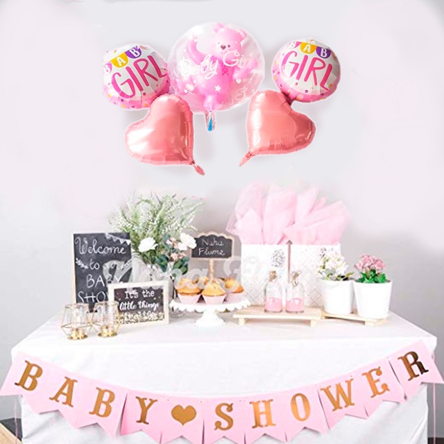 [NEW] Balon Foil Set isi 5 pcs Baby Born Girl / Untuk Lahiran Anak Perempuan