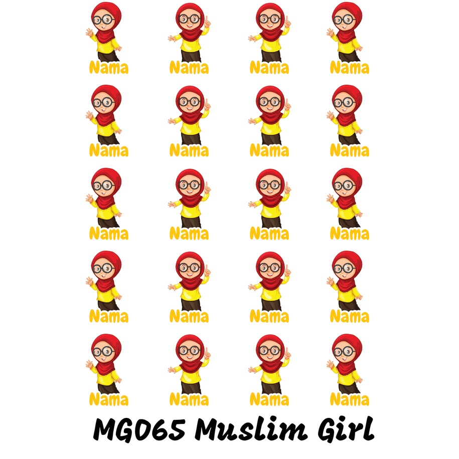 

Sticker Nama Cutting Label Waterproof Tahan Air Muslim Girl 65 (MG065)