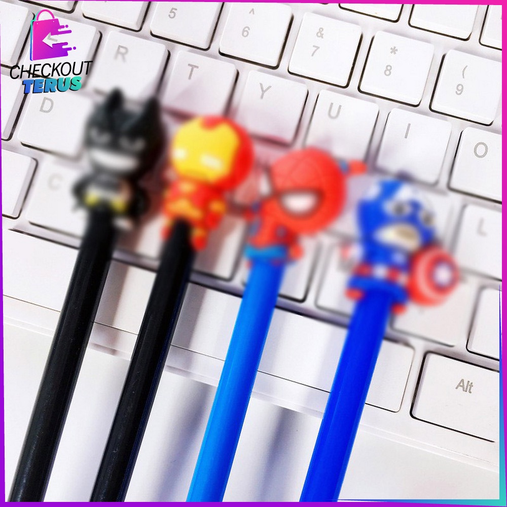 CT A12 Pena Hero Alat Tulis Stationary Pulpen Gel hero Pen Karakter Pena Motif Superhero