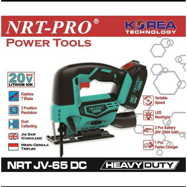 Jigsaw Cordless NRT JV65 HD/ Mesin Gergaji Jigsaw Charge/ Graji Mesin Dengan Baterai Cordless