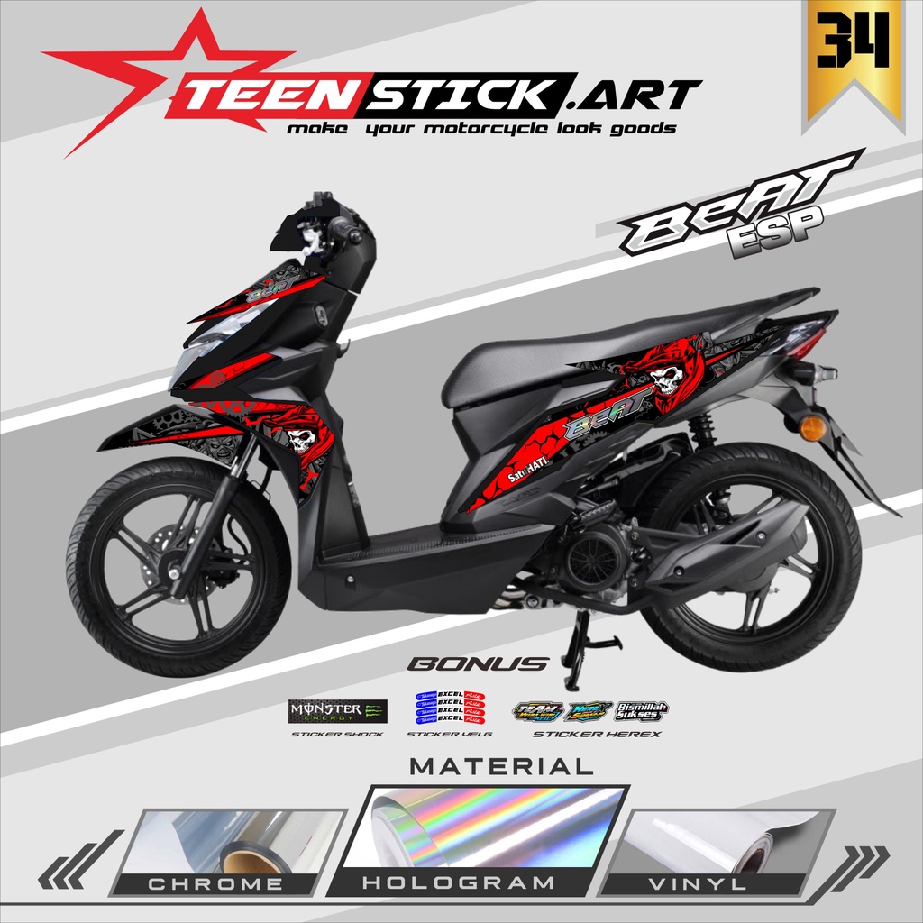 STRIPING BEAT ESP/STREET 2016-2019 - STRIPING HOLOGRAM HONDA BEAT ESP/STREET 2016-2019 TENGKORAK