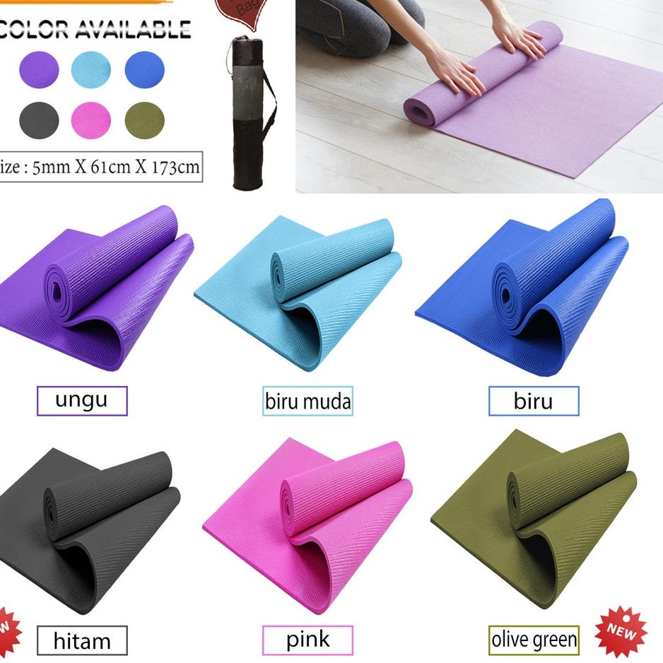 Paling Diminati Matras Yoga Mat Premium Tebal 6 Mm Uk 61 X 173 Cm Bonus Tas Anti Slip