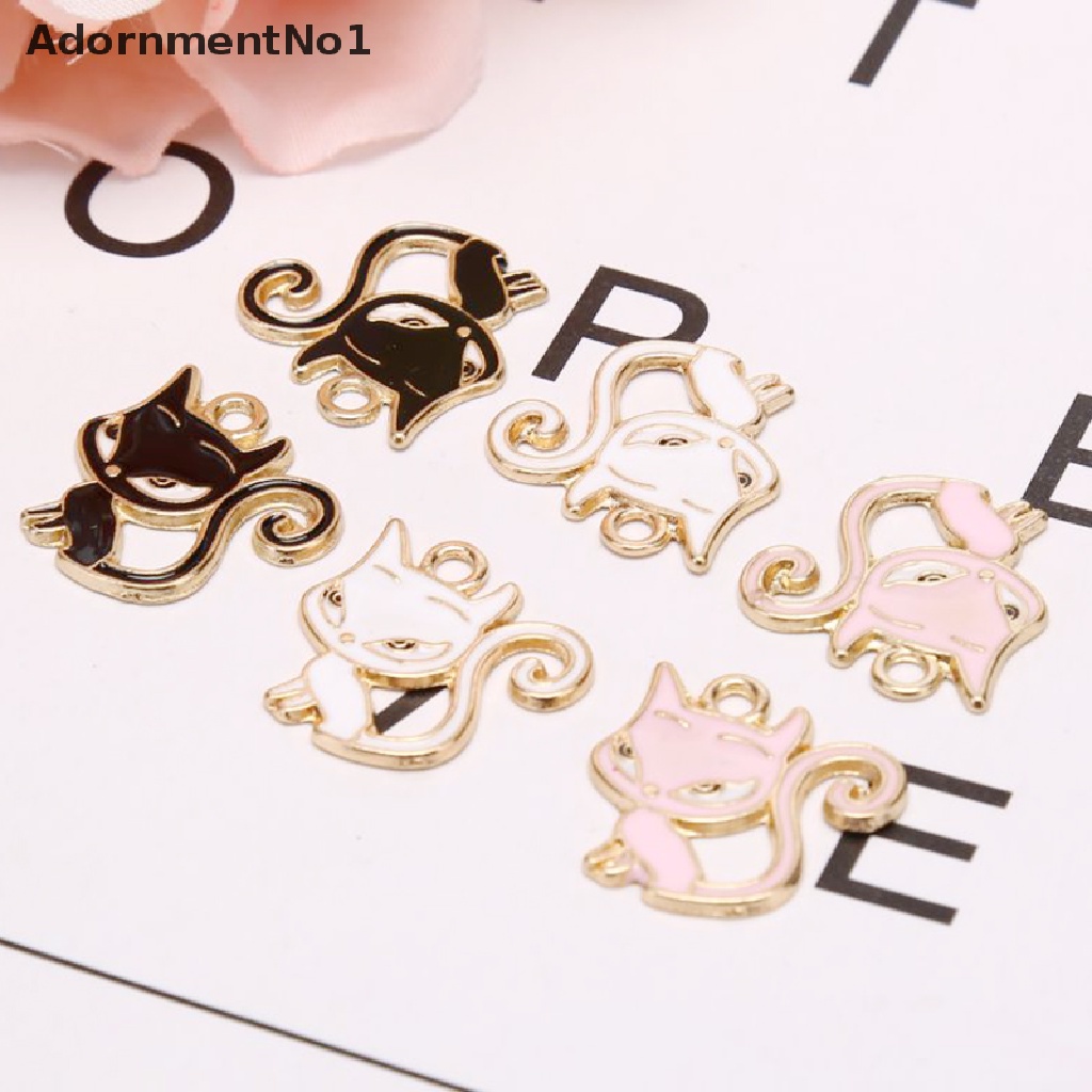 (AdornmentNo1) 10pcs / Set Liontin Bentuk Kucing Bahan Alloy Untuk Kerajinan Tangan DIY