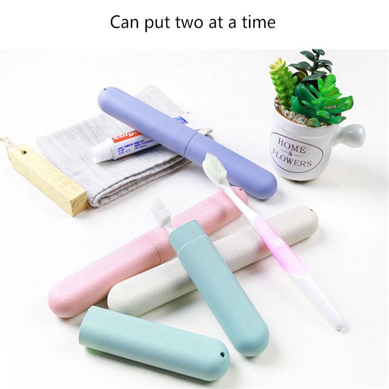 [1pcs Portable Tooth Brushes Case ][Wheat Straw  Travel Toothbrush Chopsticks Pencil Box][ Dust-proof Tooth Brushes Protector]