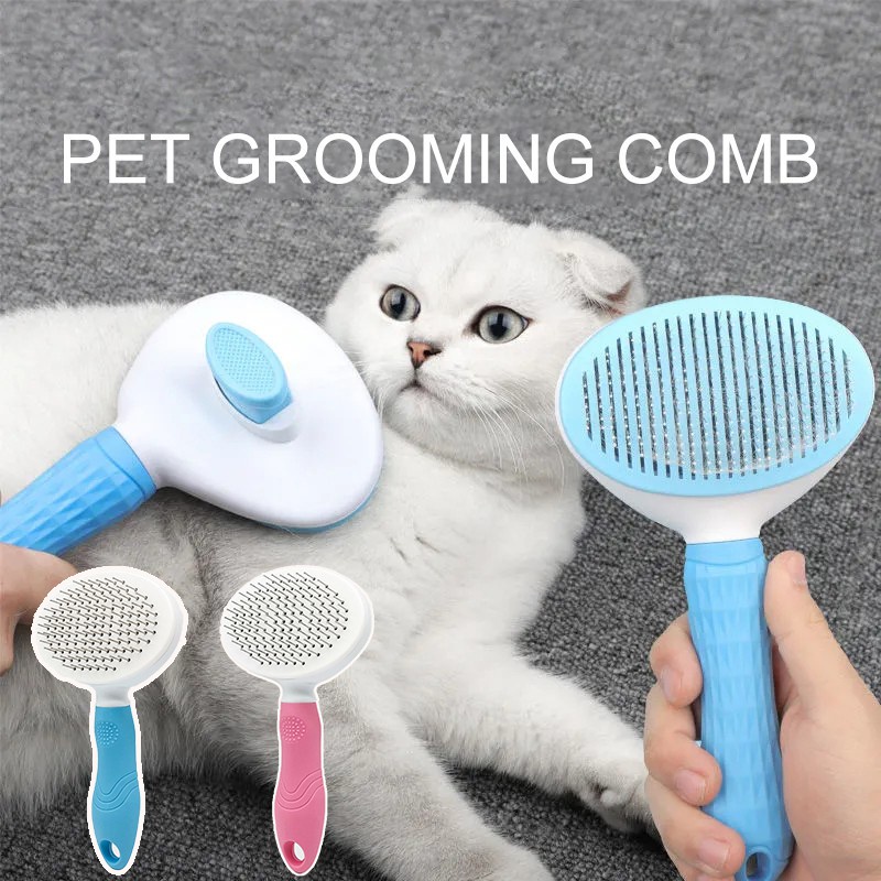 Sisir Bulu Anjing / Kucing Dengan Tombol Tekan