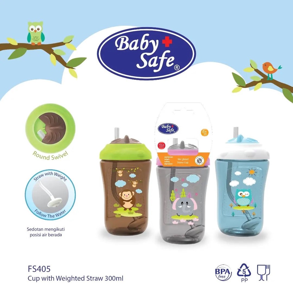 Baby Safe Sipper Cup With Weighted Straw Botol Minum Anak Sedotan Dengan Pemberat FS405