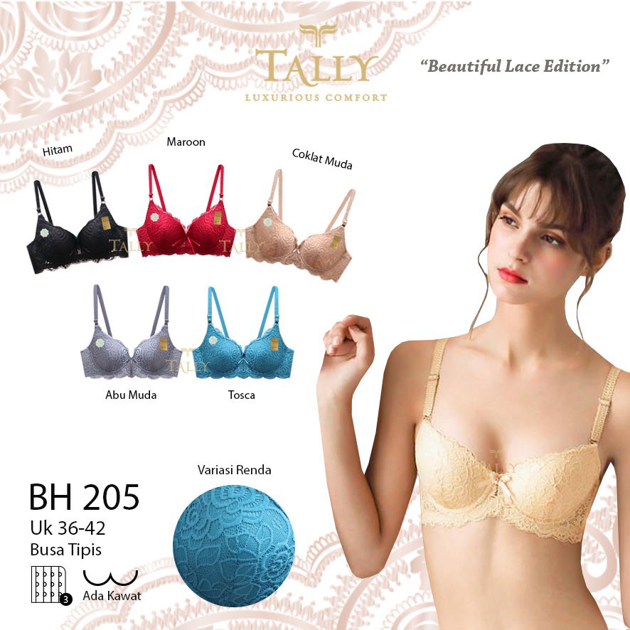 Bh Bra Tally 205 (Cup B-C) Brokat Renda | Bra Busa Tipis Pakai Kawat |jcx