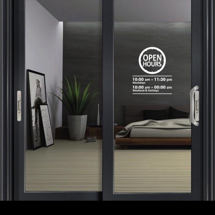 Wallsticker Sticker Stiker Open Hours Sticker Jam Buka Tutup Kaca Rumah Kafe