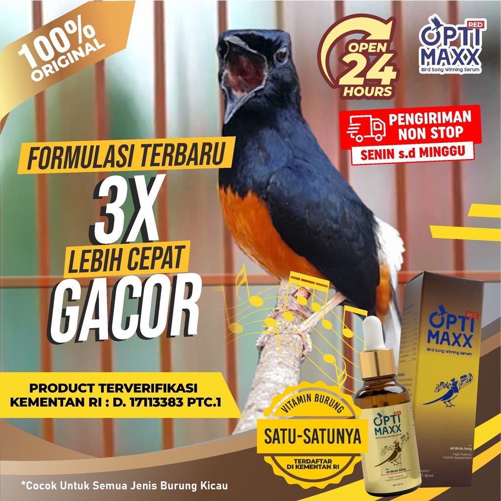 Optimaxx Vitamin  Burung Kicau Gacor Di Gantangan Lovebird Murai Batu  Kenari Kacer Kaos Mania