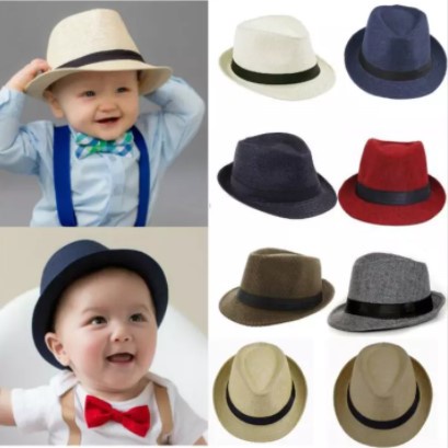 Topi Anak Koboy Serat Rami / Fashion Fedora Hat For Kids Topi Anak Model Baru