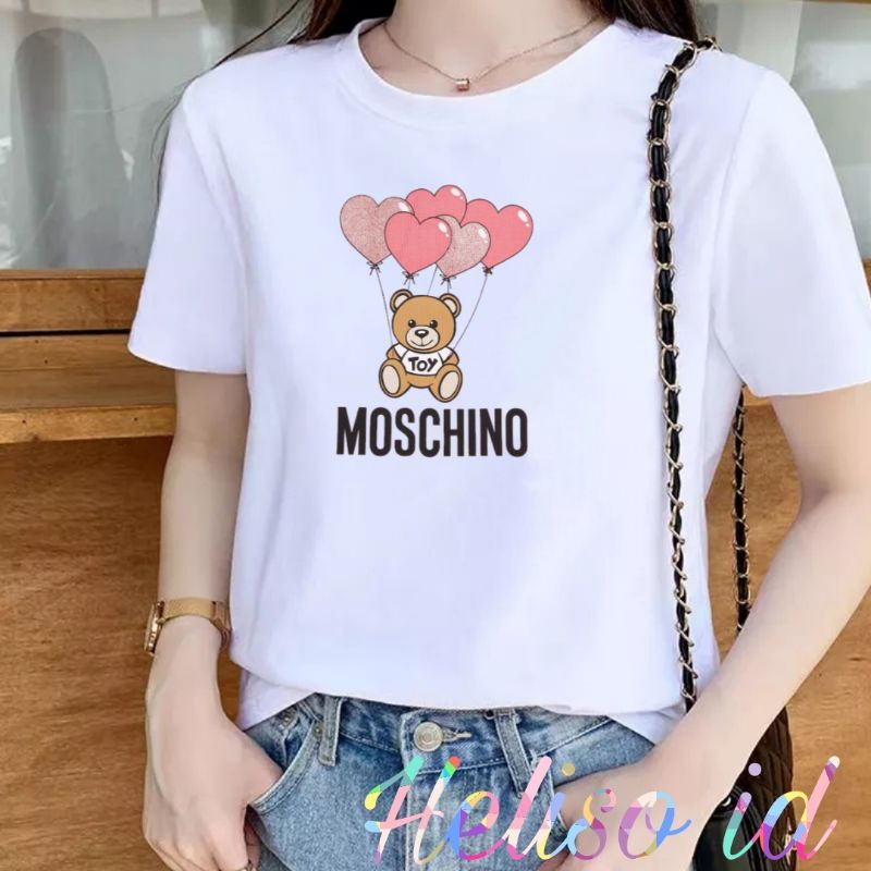 Kaos Atasan Wanita Moschino bear Toy Baju Cewek Kaos Distro Wanita Atasan Wanita lengan pendek Kaos Oblong