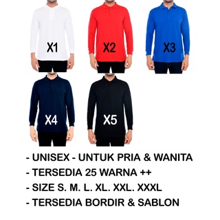 Jual Kaos Polo Panjang Unisex Putih Kerah Abu Kaos Kerah Poloshirt