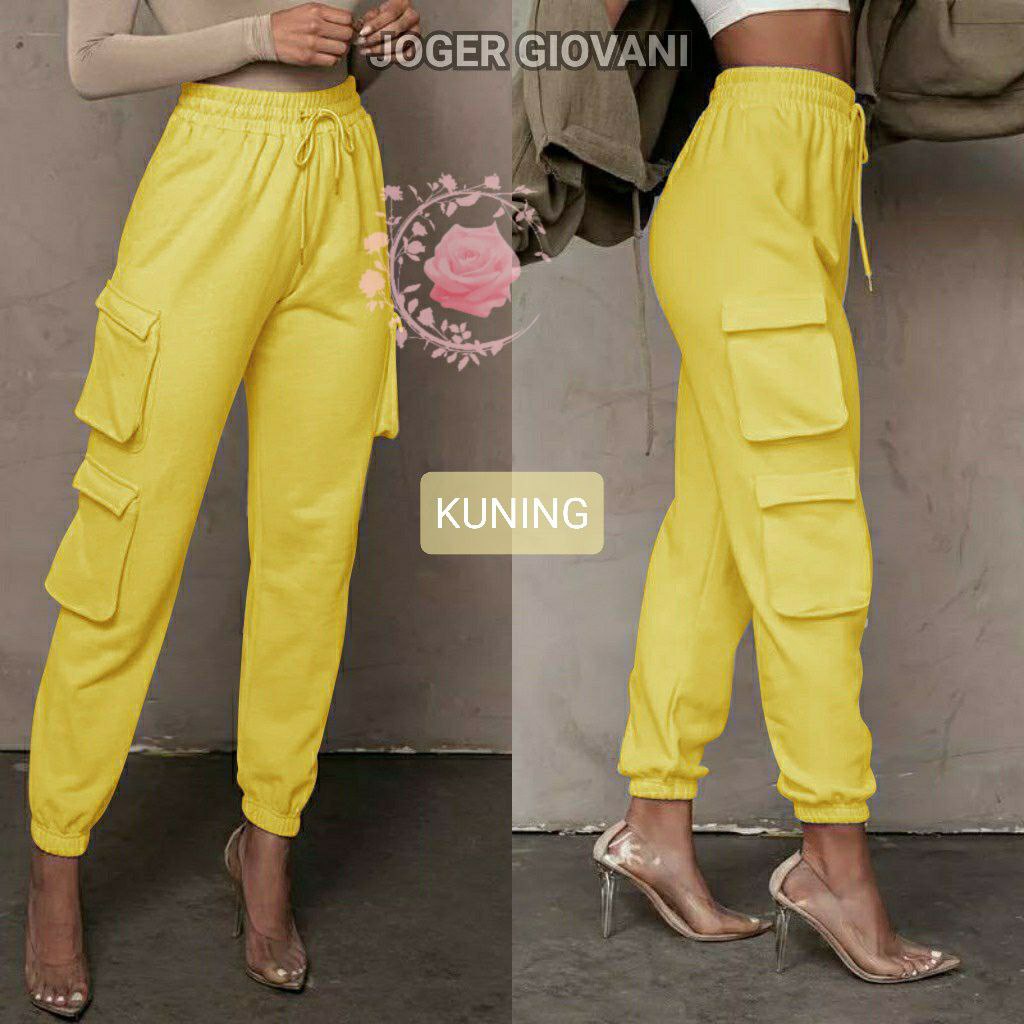 JOGGER WANITA GEOVANI FASHION / KANTONG POKET KIRI KANAN / BAHAN TEBAL / CELANA PANJANG CEWE