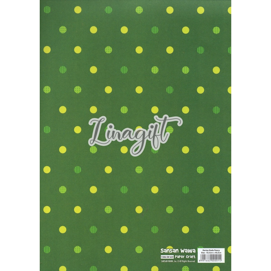 ( 5 Lembar ) GREEN SANWA - KERTAS KADO EDISI HIJAU DAN LEBARAN - GIFT WRAP PAPER GREEN COLOR EDITION POLKADOT STARS STRIPES LEAVES FLOWERS LEBARAN SELAMAT IDUL FITRI HAPPY IDUL ADHA EID MUBARAK