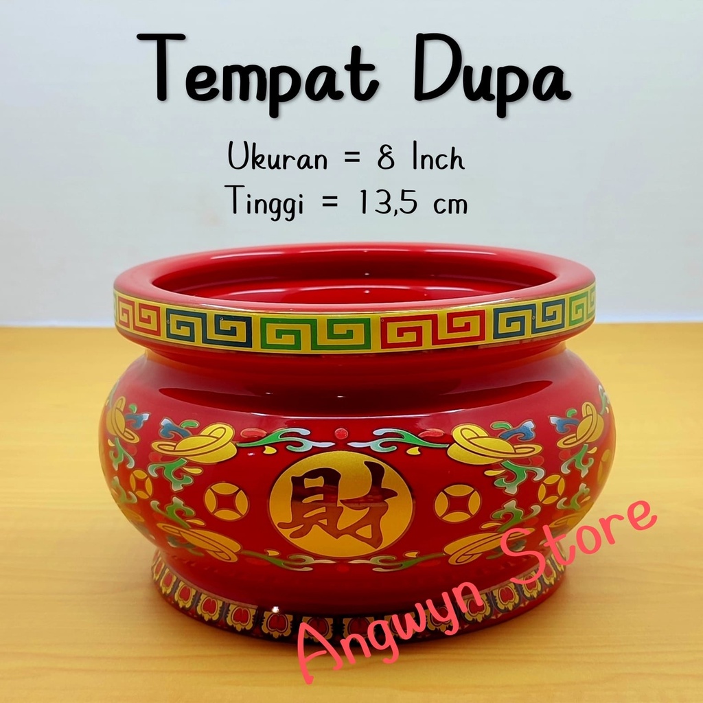 Tempat Dupa / Hiolo Keramik Merah Ukuran 8 inch